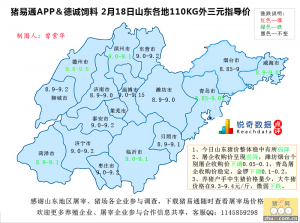 猪易通APP02月18日山东地区外三元价格地图