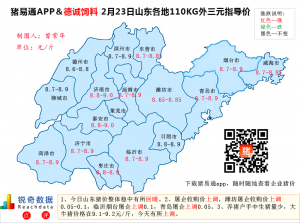 猪易通APP02月23日山东地区外三元价格地图