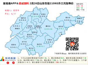 猪易通APP2月26日山东地区外三元价格地图