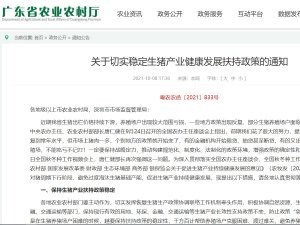 广东省：切实稳定生猪产业健康发展扶持政策